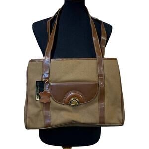 New Sasha Handbags New York Brown Genuine Leather Trim Handbag Shoulder Purse